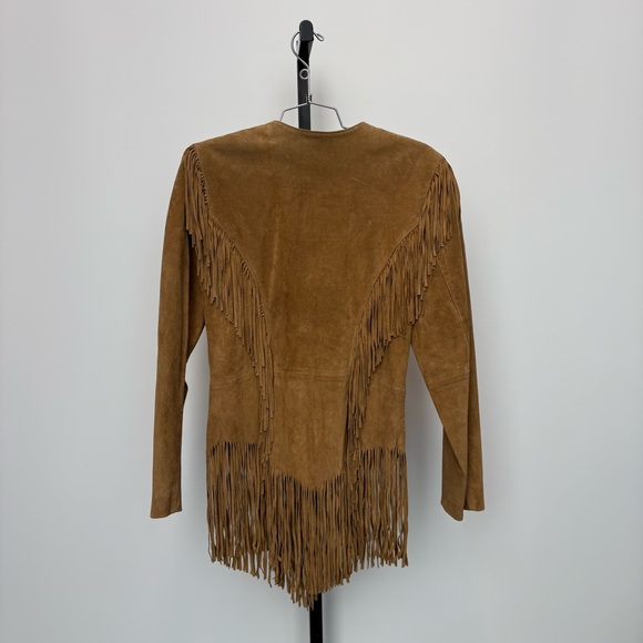Cripple Creek Brown Suede Leather Fringe Jacket With Snap Buttons Womens Small - Picture 8 of 11